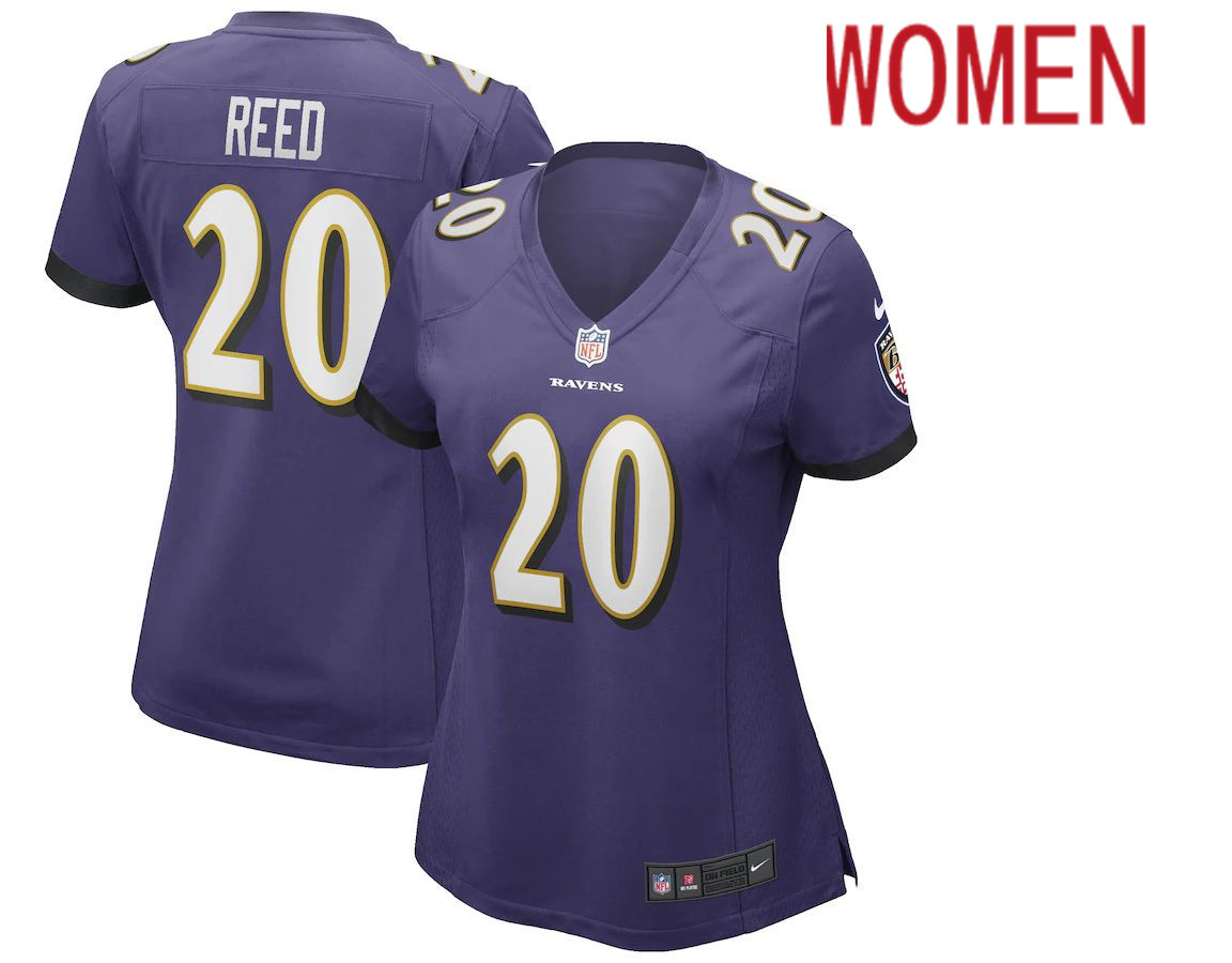 Women Baltimore Ravens #20 Ed Reed Nike Purple Game Retired Player NFL Jersey